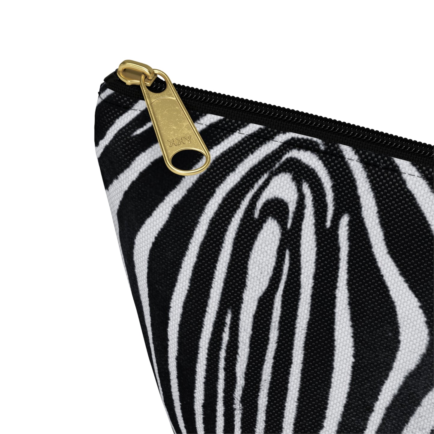 Zebra Closeup Black & White Makeup Zipper Accessory Pouch w T-bottom