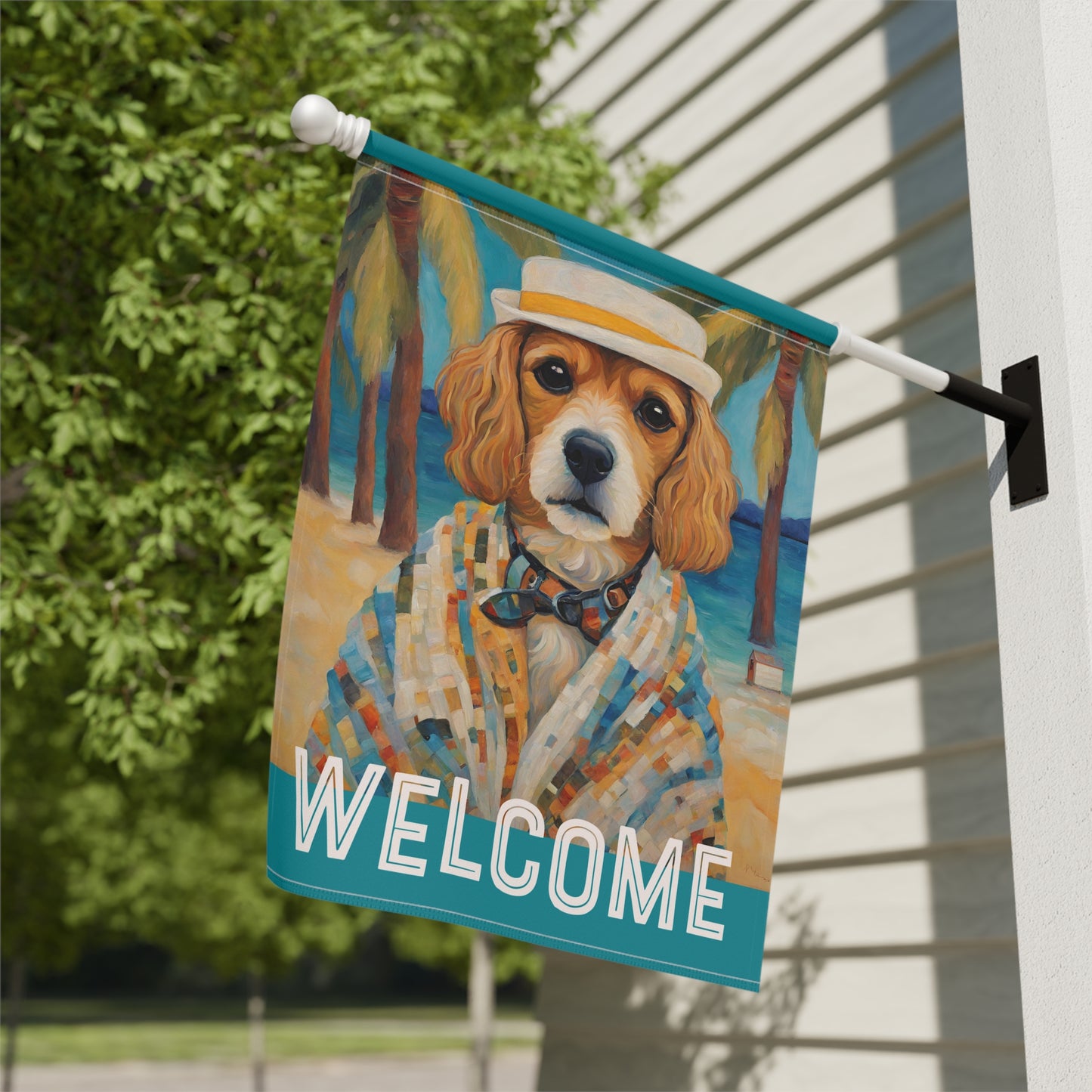 Beach Dog Welcome 2-Sided Garden & House Flag/Banner