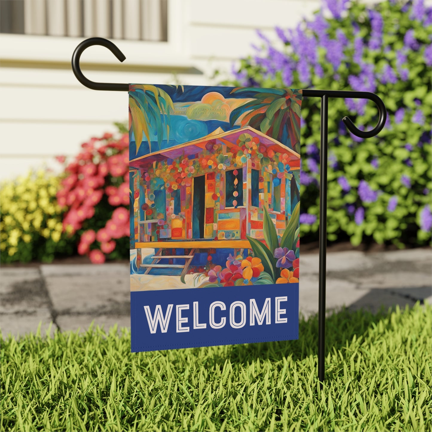 Tropical Hideout Welcome 2-Sided Garden & House Flag/Banner