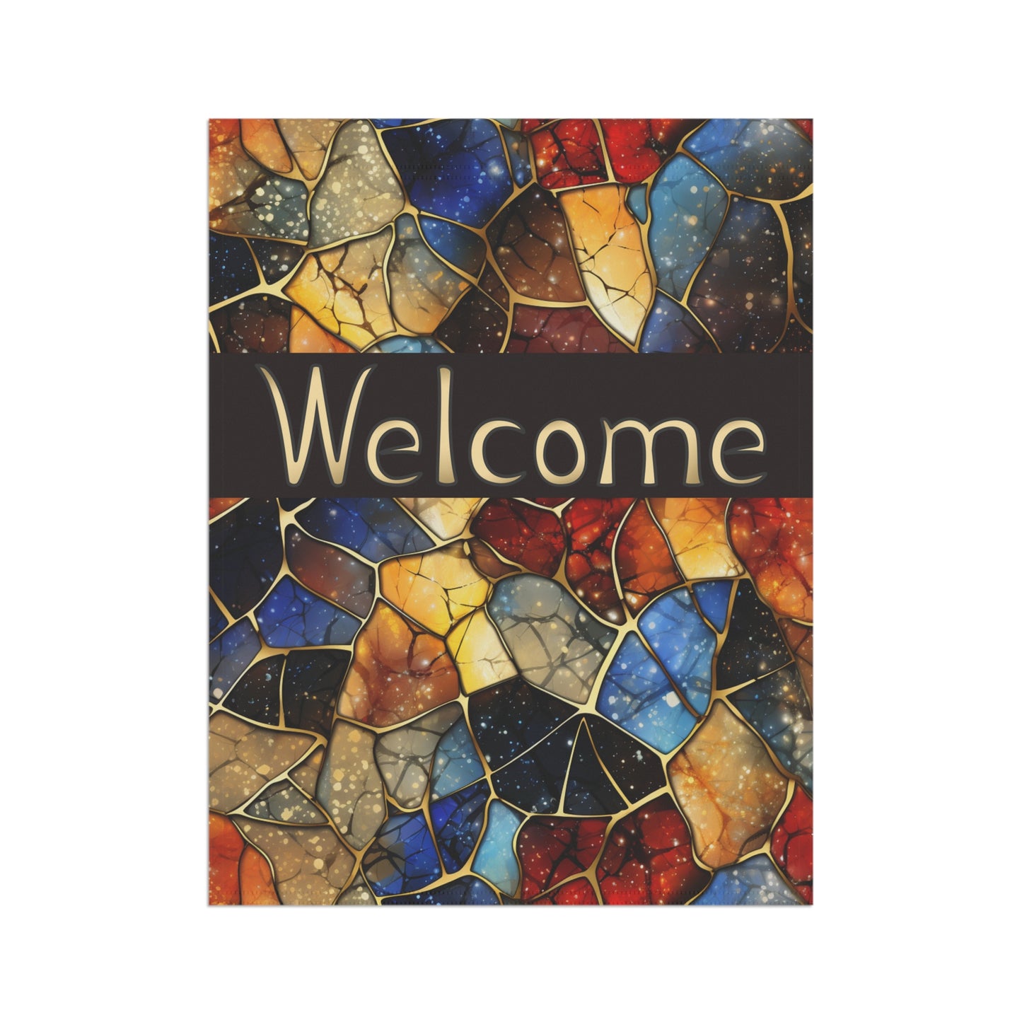 Rich Colors Stained Glass Welcome 2-Sided Garden & House Banner