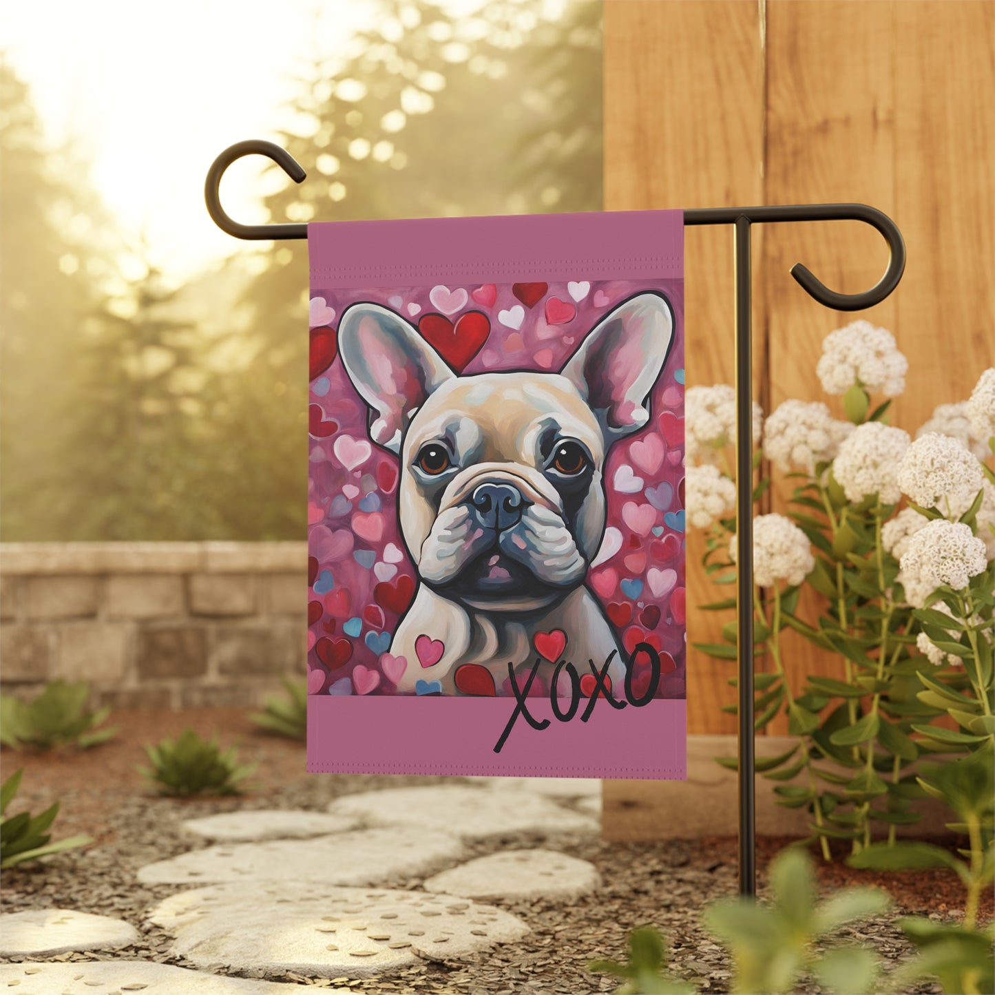 French Bulldog Valentine 2-Sided Garden & House Flag/Banner