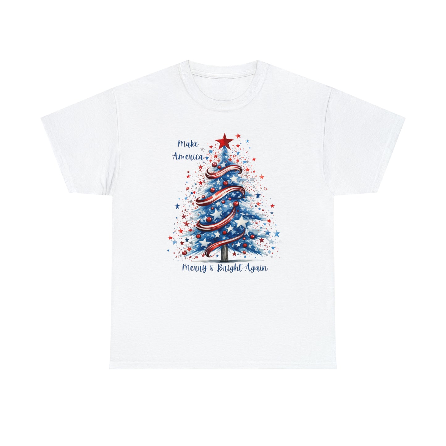 Patriotic Tree Make America Merry & Bright Again Unisex Heavy Cotton Tee