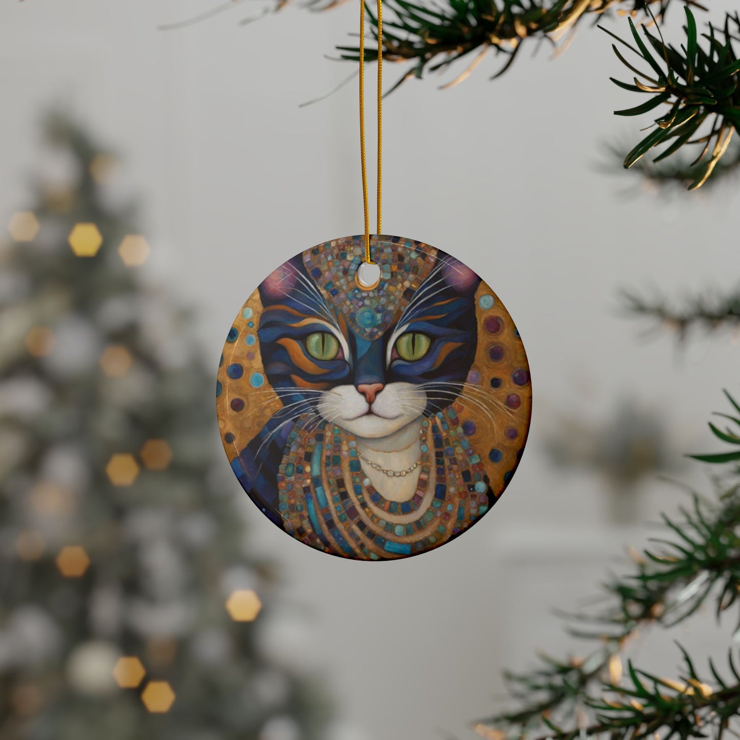 Alexandrite Cat 3" Ceramic Ornaments, 2-Side Print, (1pc, 10pcs)