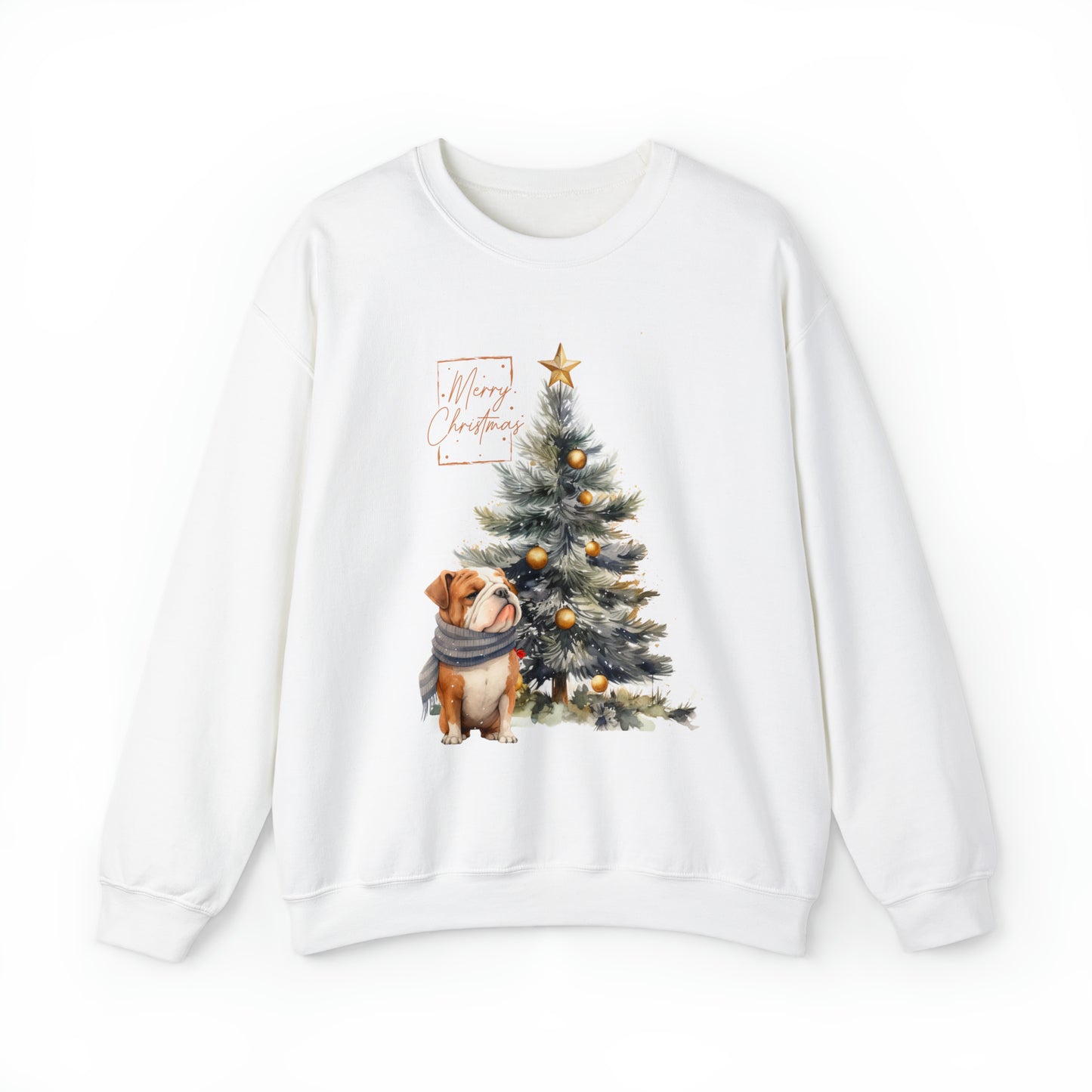 Merry Christmas Bulldog Unisex Heavy Blend™ Crewneck Sweatshirt