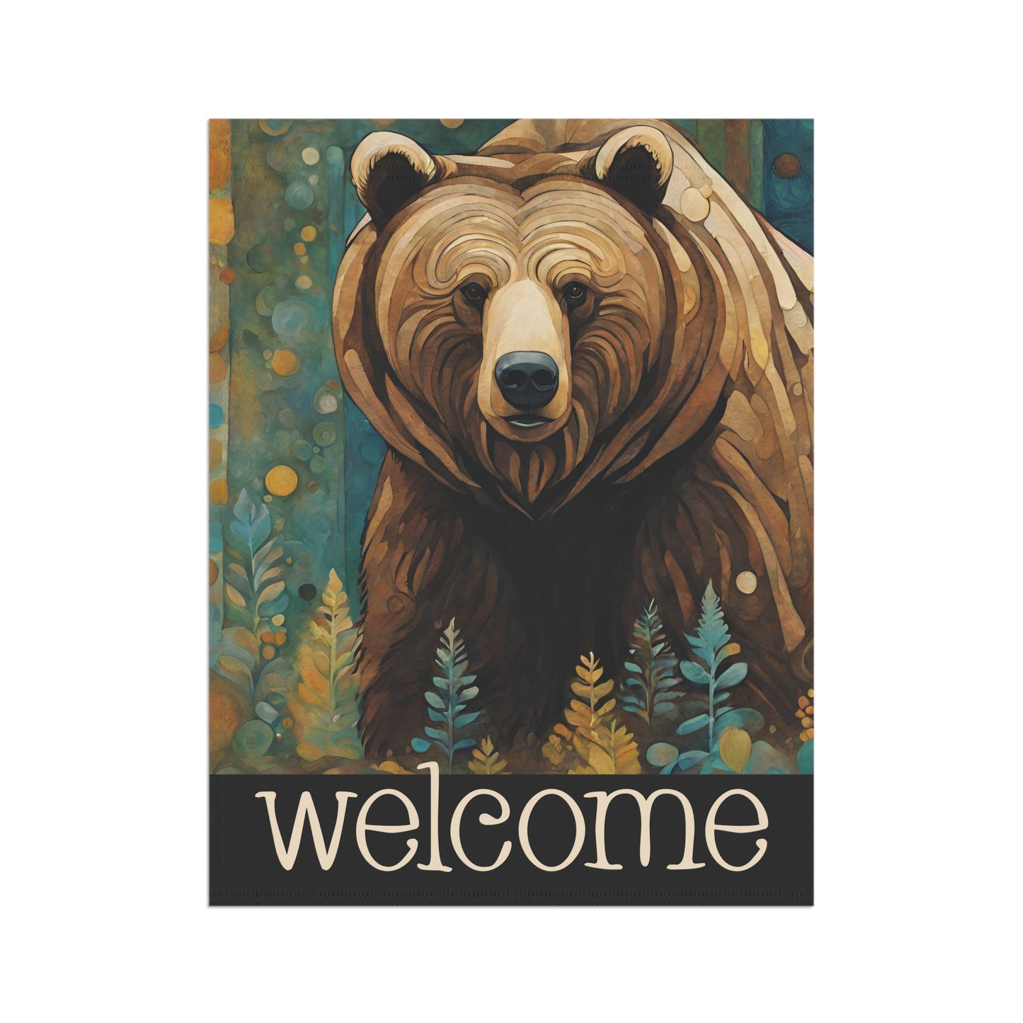 Mountain Forest Grizzly Welcome 2-Sided Garden & House Flag/Banner