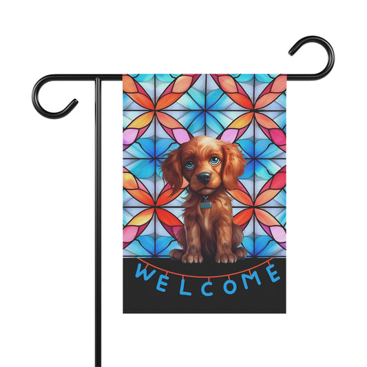 Blue-Eyed Puppy Welcome 2-Sided Garden & House Flag/Banner