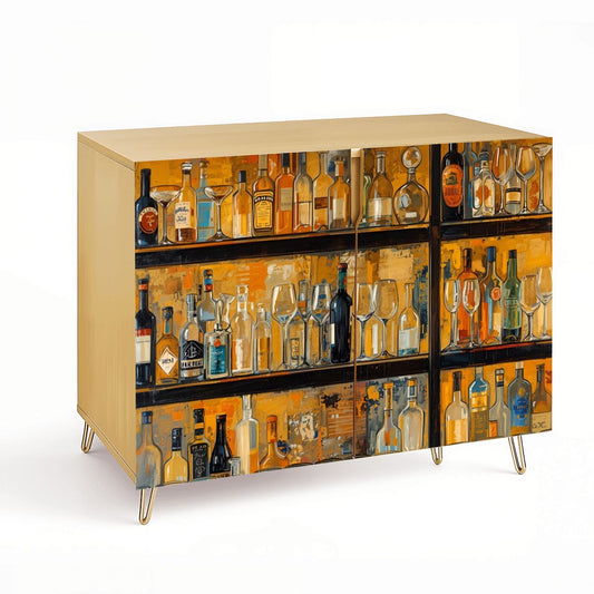 Modern Bar Art Wooden Storage Cabinet (Made in USA)