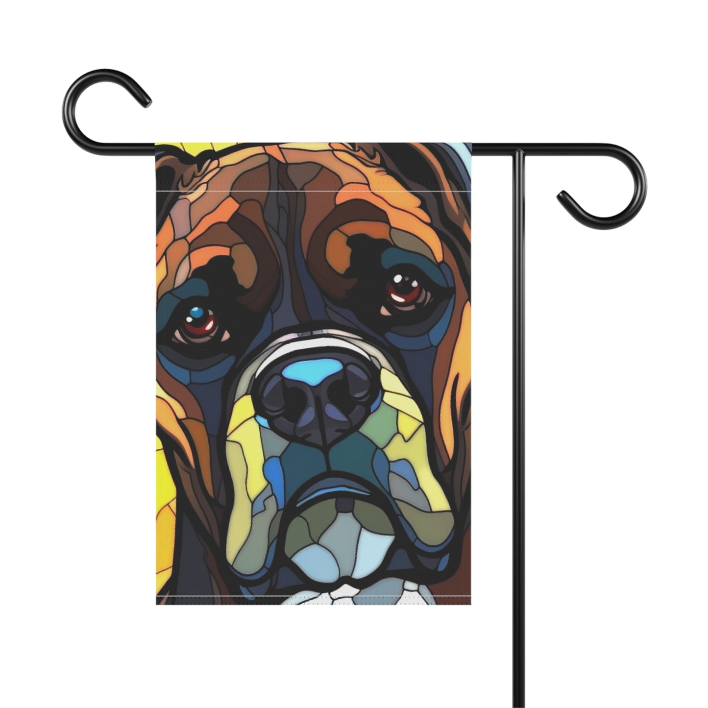 Boxer Face Stained Glass Look 2-Sided Garden & House Flag/Banner