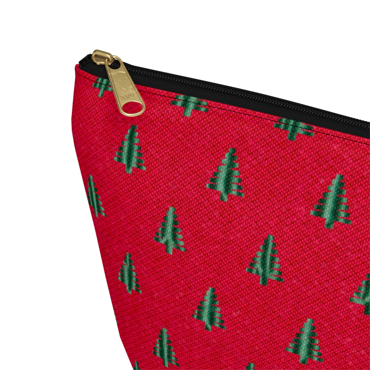 Tiny Tree Print on Red Accessory Pouch w T-bottom