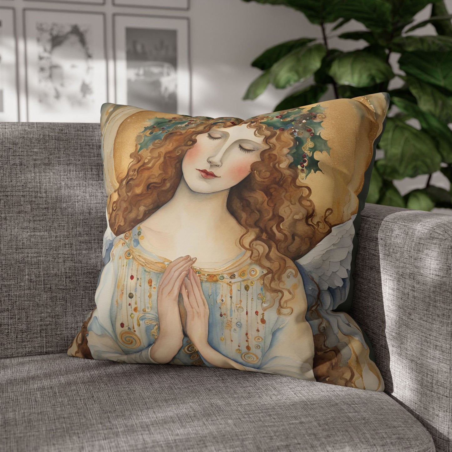 Guardian Angel Square Poly Canvas Pillowcase