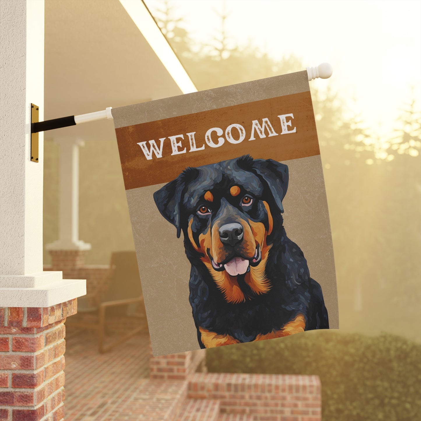 Rottweiler Welcome 2-Sided Garden & House Flag/Banner