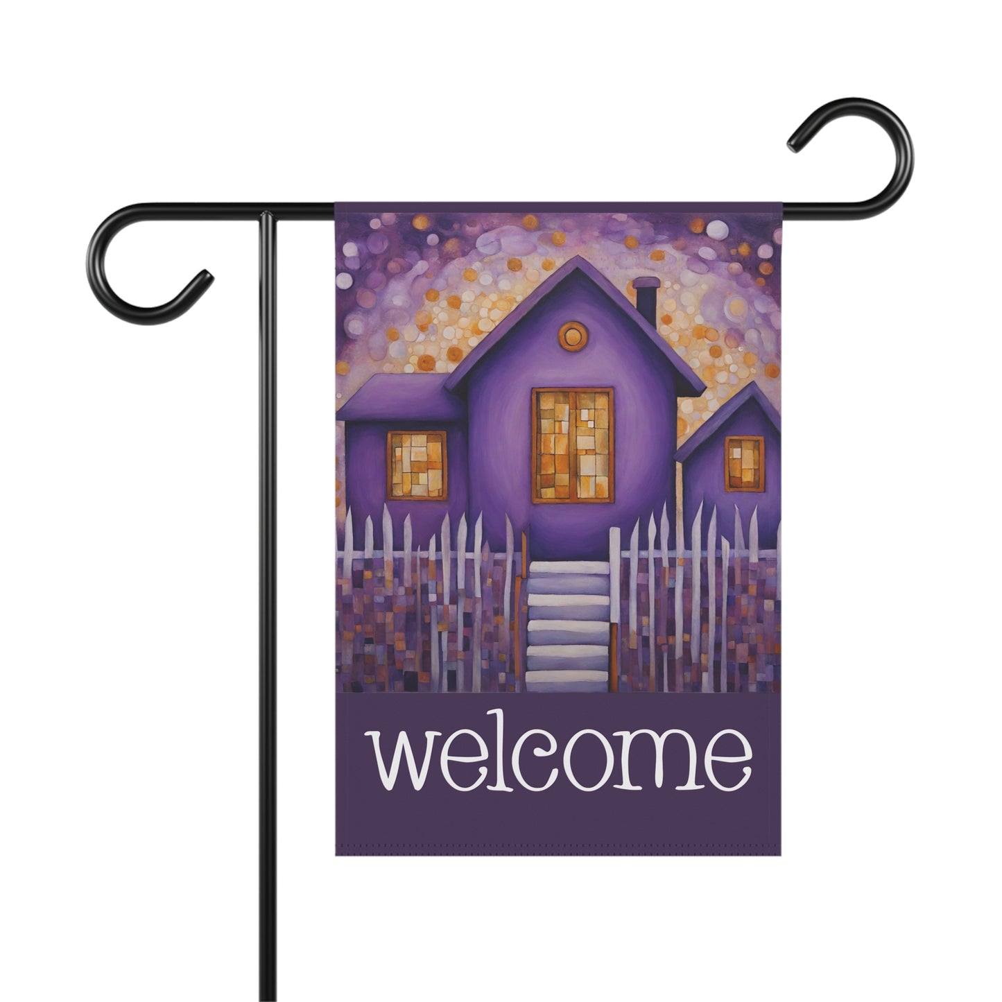 Purple House Welcome 2-Sided Garden & House Flag/Banner