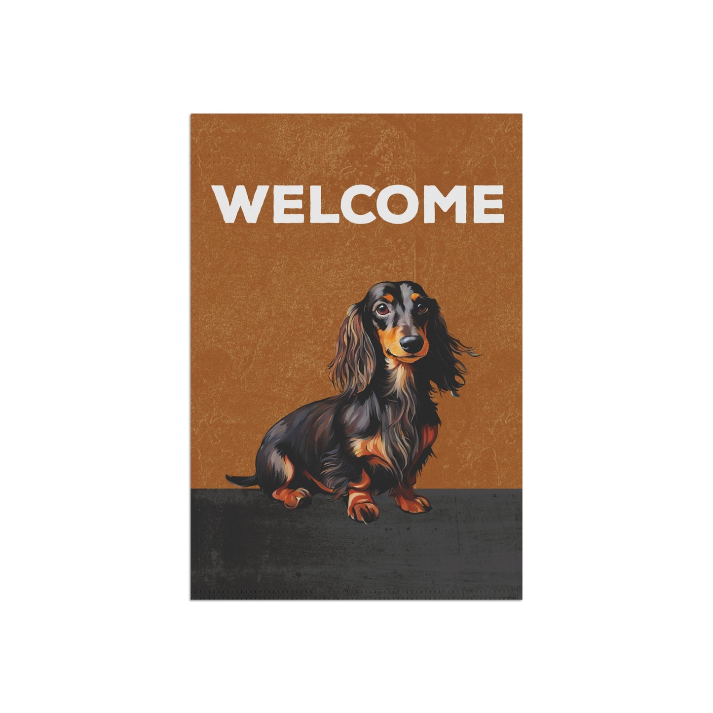 Dachshund (Long Hair) Welcome 2-Sided Garden & House Flag/Banner
