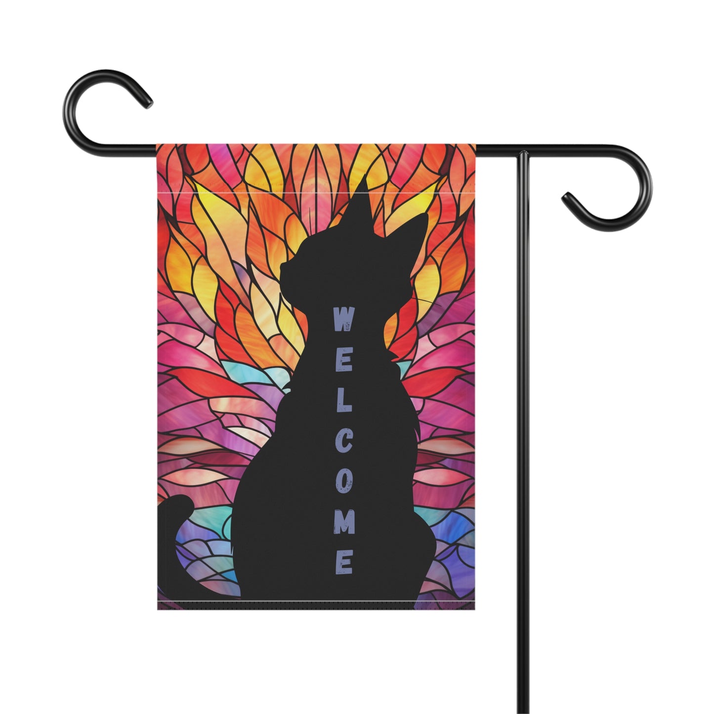 Black Cat Welcome 2-Sided Garden & House Flag/Banner