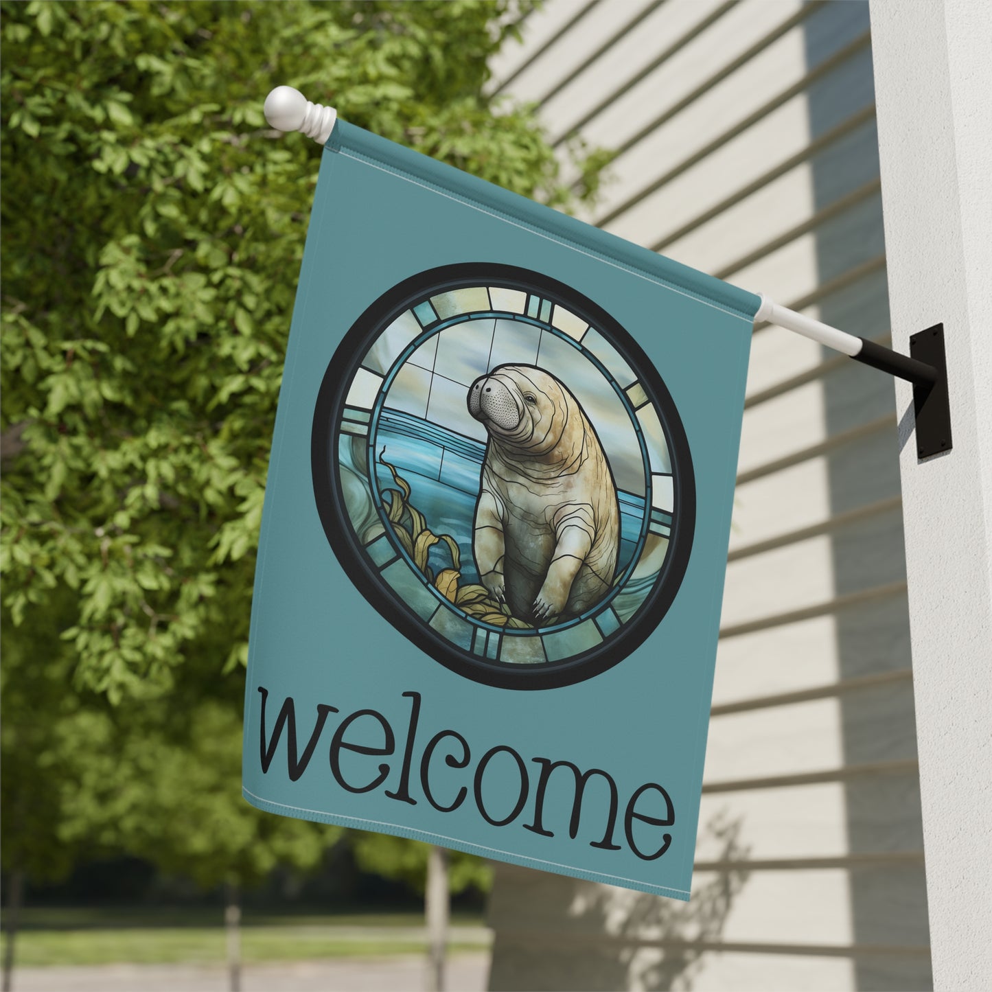 Manatee Welcome 2-sided Garden & House Flag/Banner