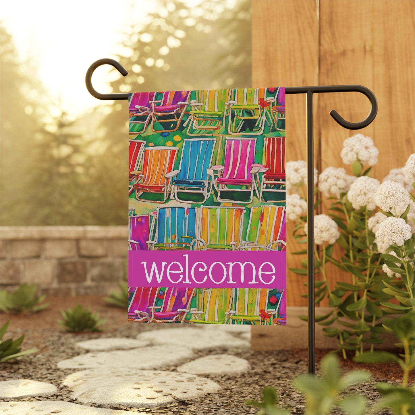 Beach Chairs Welcome 2-Sided Garden & House Flag/Banner