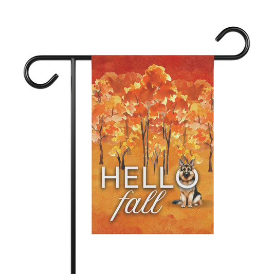 German Shepherd Hello Fall 2-Sided Garden & House Flag/Banner