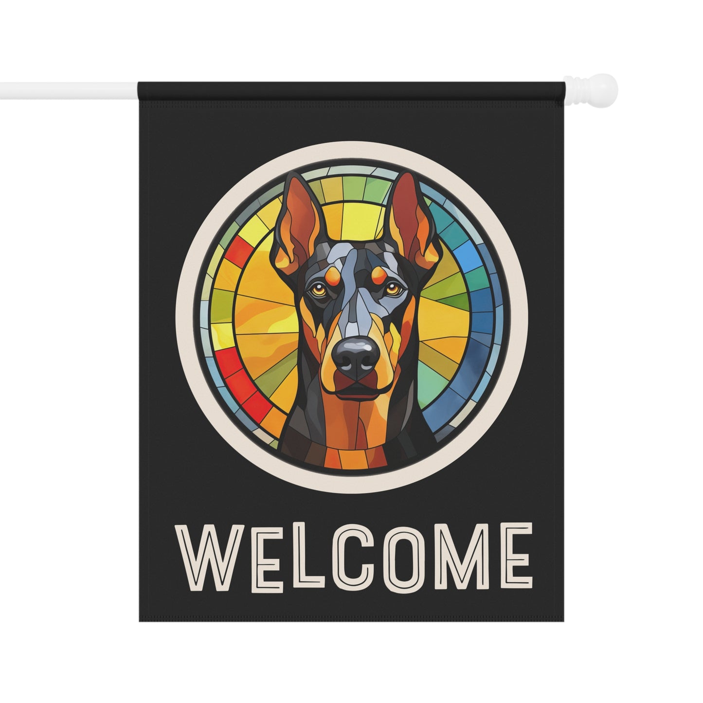 Doberman Pinscher Welcome 2-Sided Garden & House Flag/Banner