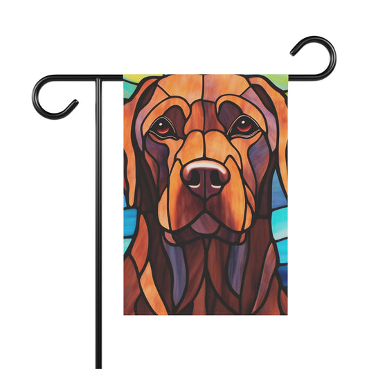 Chocolate Labrador Face Stained Glass Lab 2-Sided Garden & House Flag/Banner