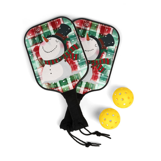 Snowman Plaid Pickleball Kit