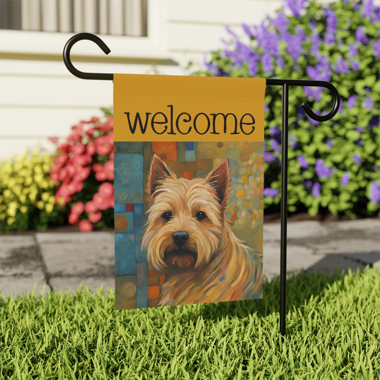 Norwich Terrier Welcome 2-Sided Garden & House Flag/Banner