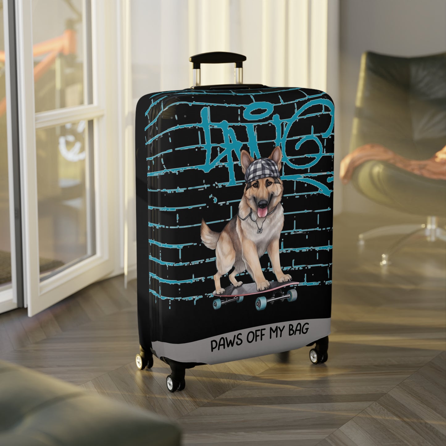 German Shepherd on Skateboard Paws Off My Bag Luggage Cover