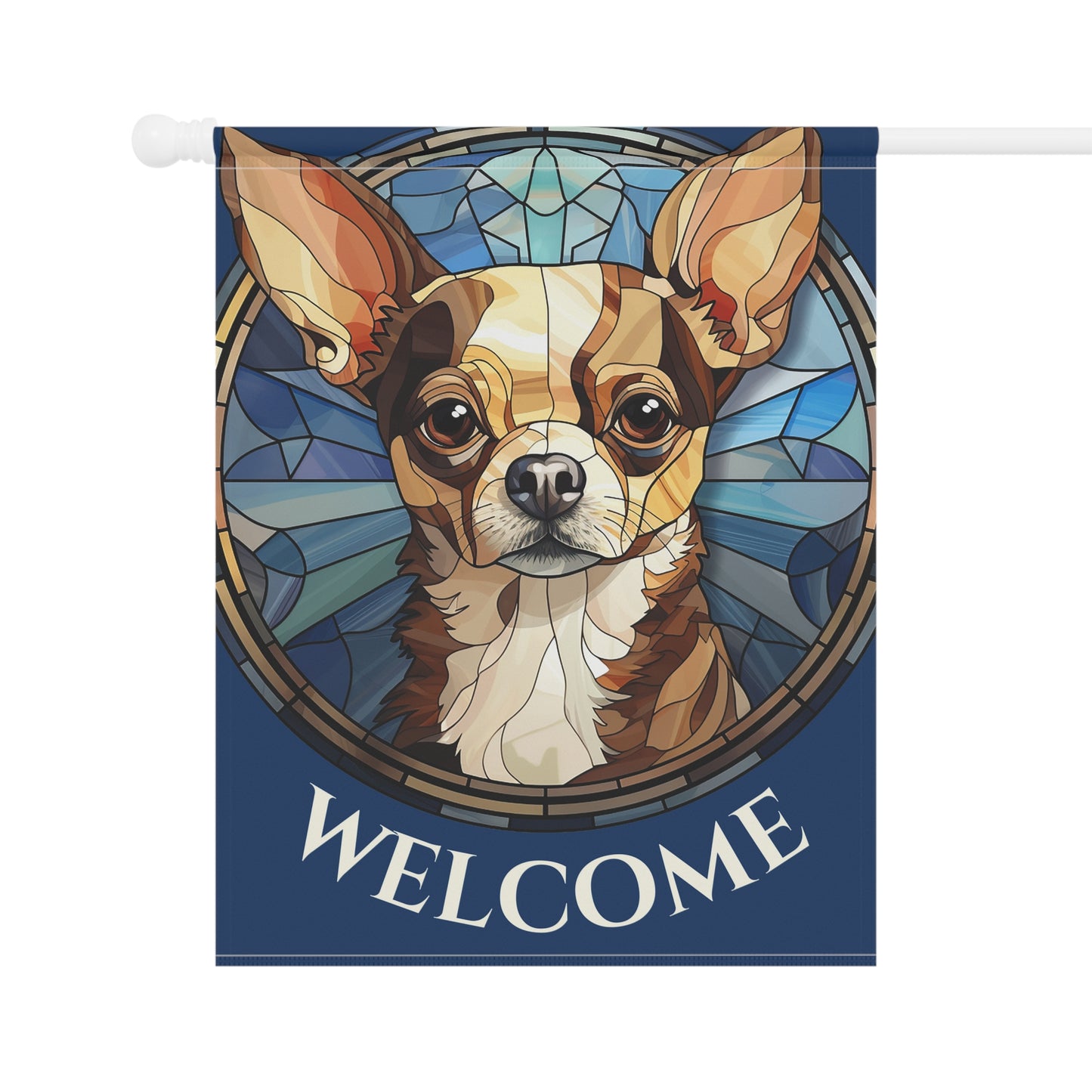 Chihuahua Welcome on Blue 2-Sided Garden & House Flag/Banner