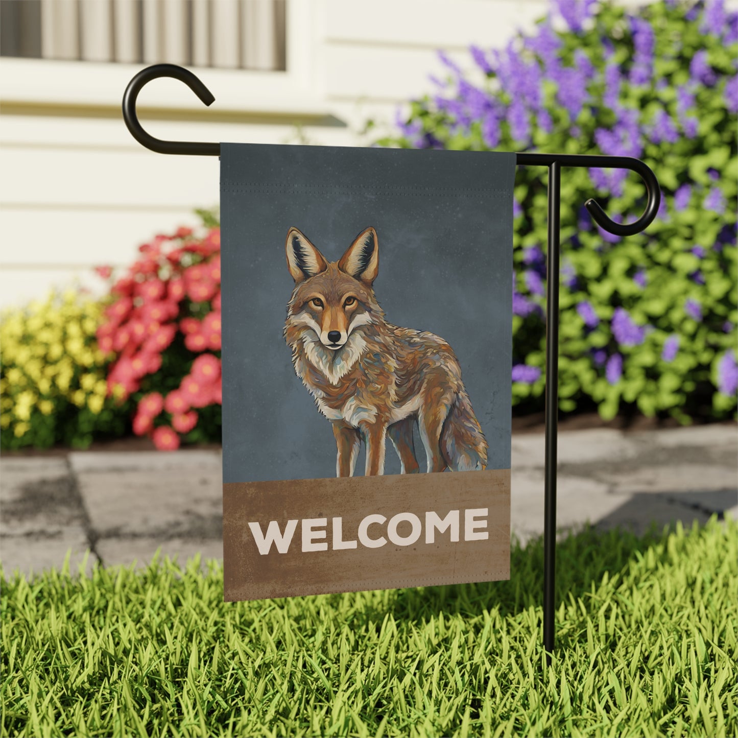 Coyote Welcome 2-Sided Garden & House Flag/Banner