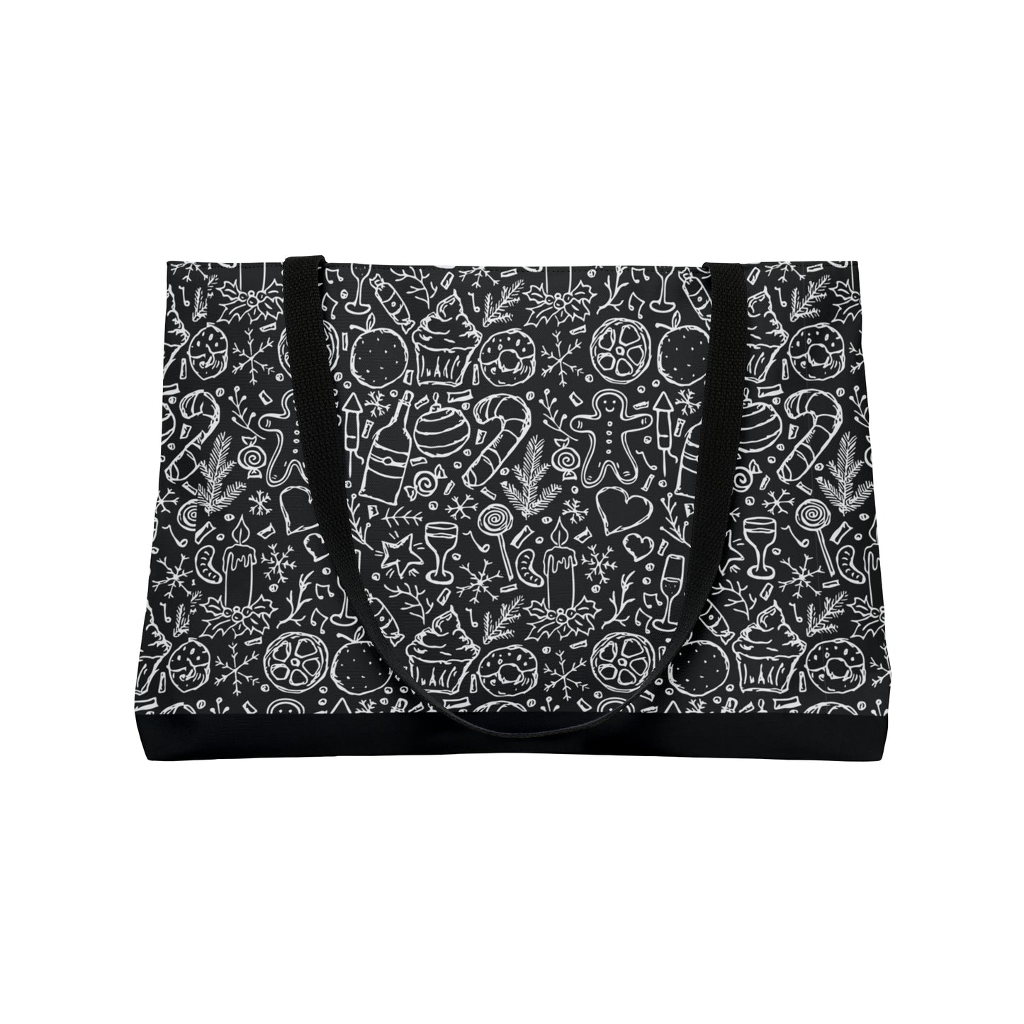 Christmas Holiday Icons in Black & White Weekender Tote Bag