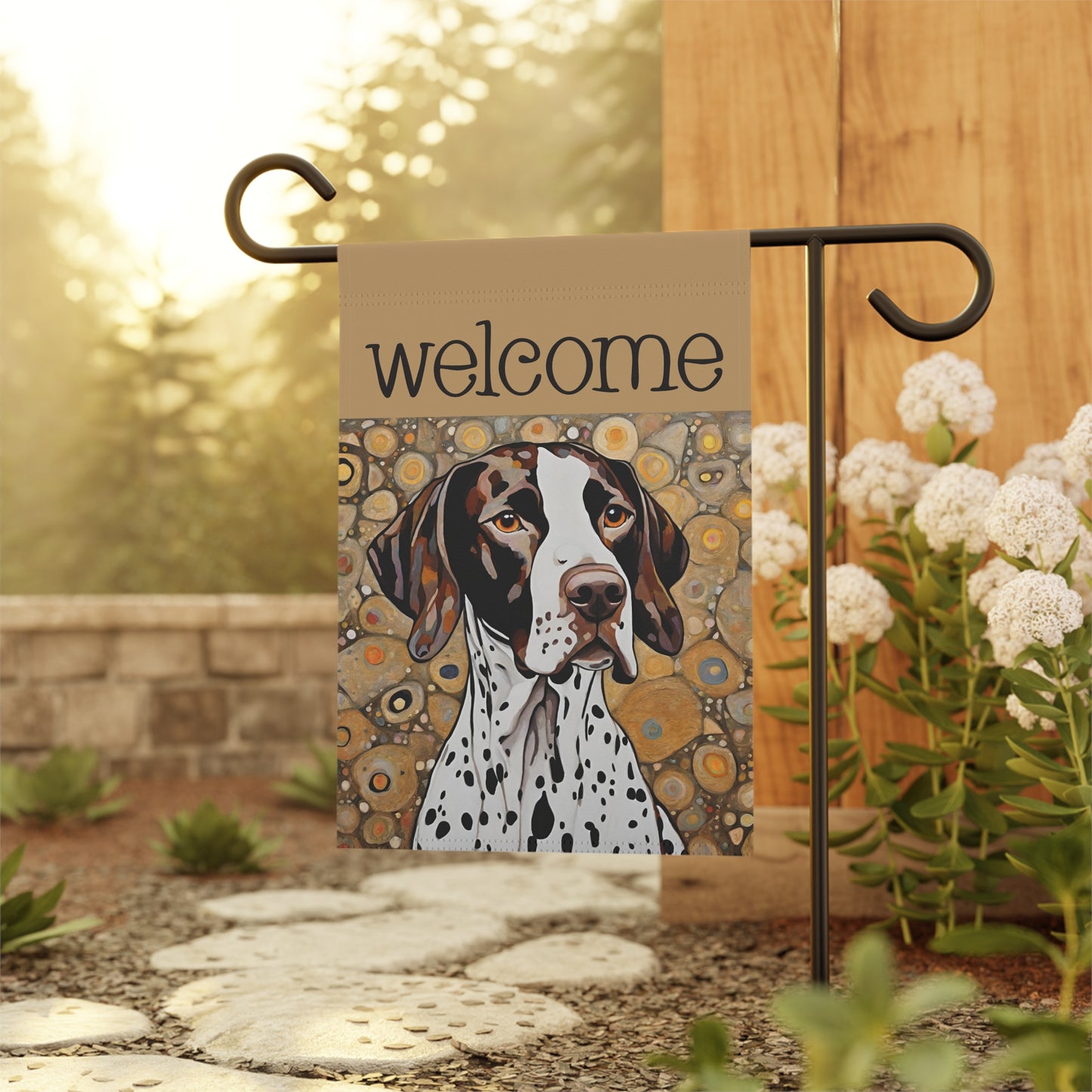 Pointer Welcome 2-Sided Garden & House Flag/Banner