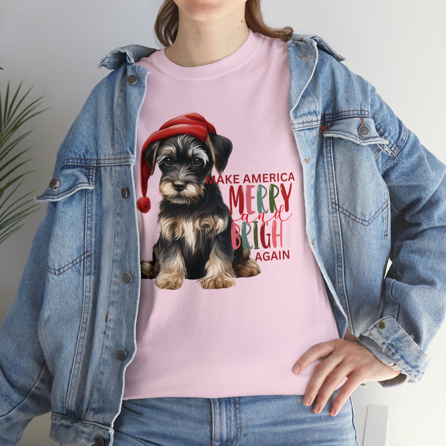 Santa Dog Make America Merry & Bright Again Unisex Heavy Cotton Tee