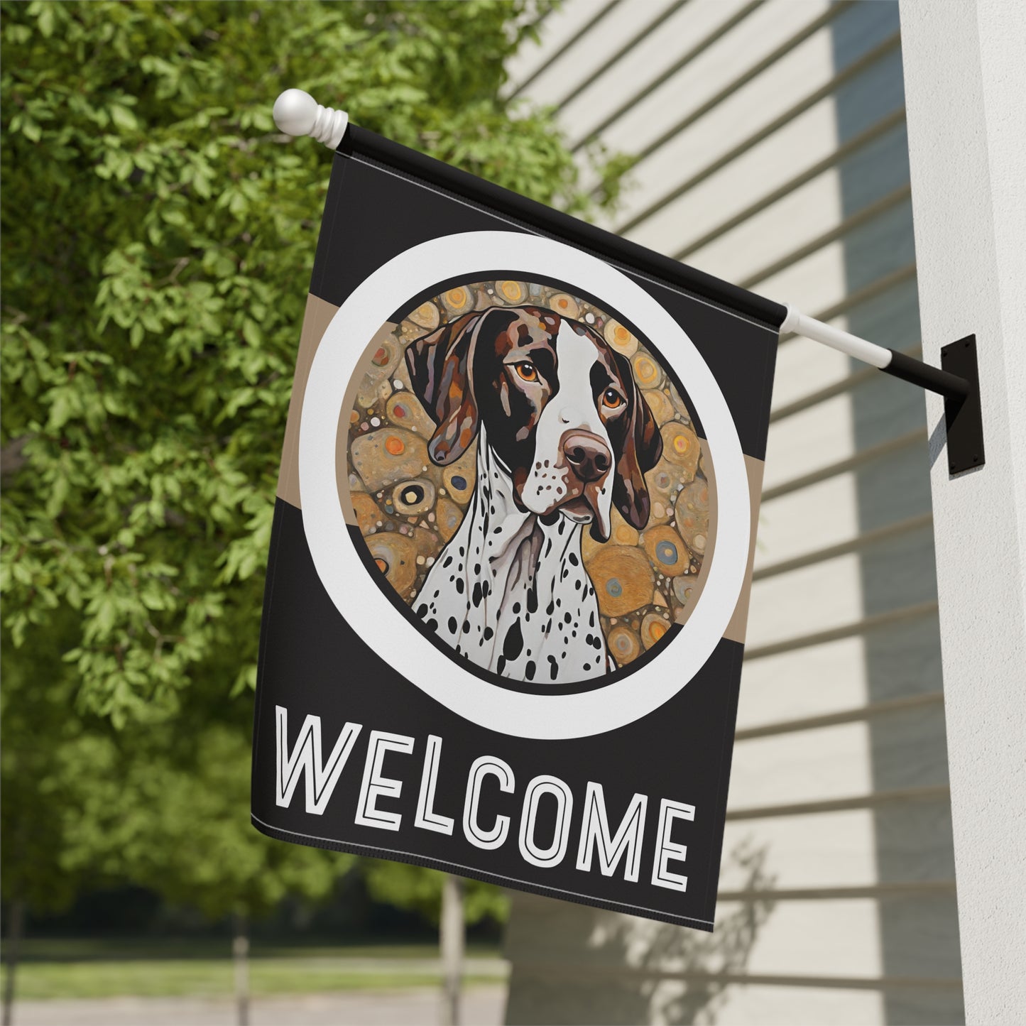 Pointer Welcome 2-Sided Garden & House Flag/Banner