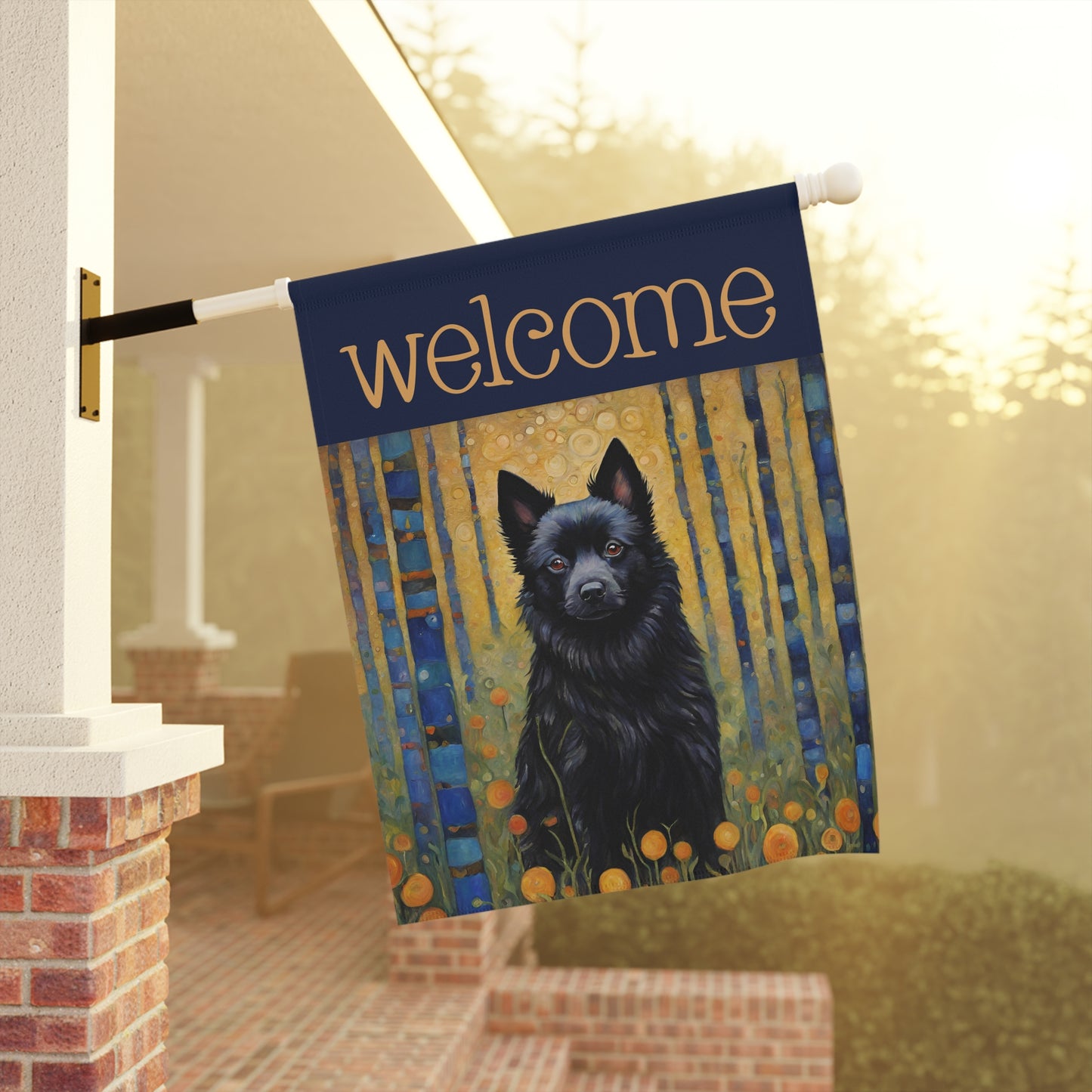 Schipperke  Welcome 2-Sided Garden & House Flag/Banner