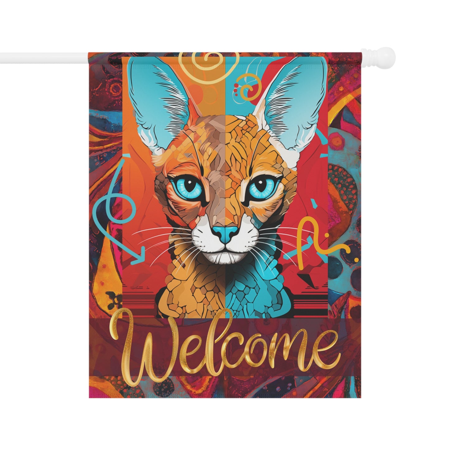 Omni Cat Welcome Maximalist 2-Sided Garden & House Banner