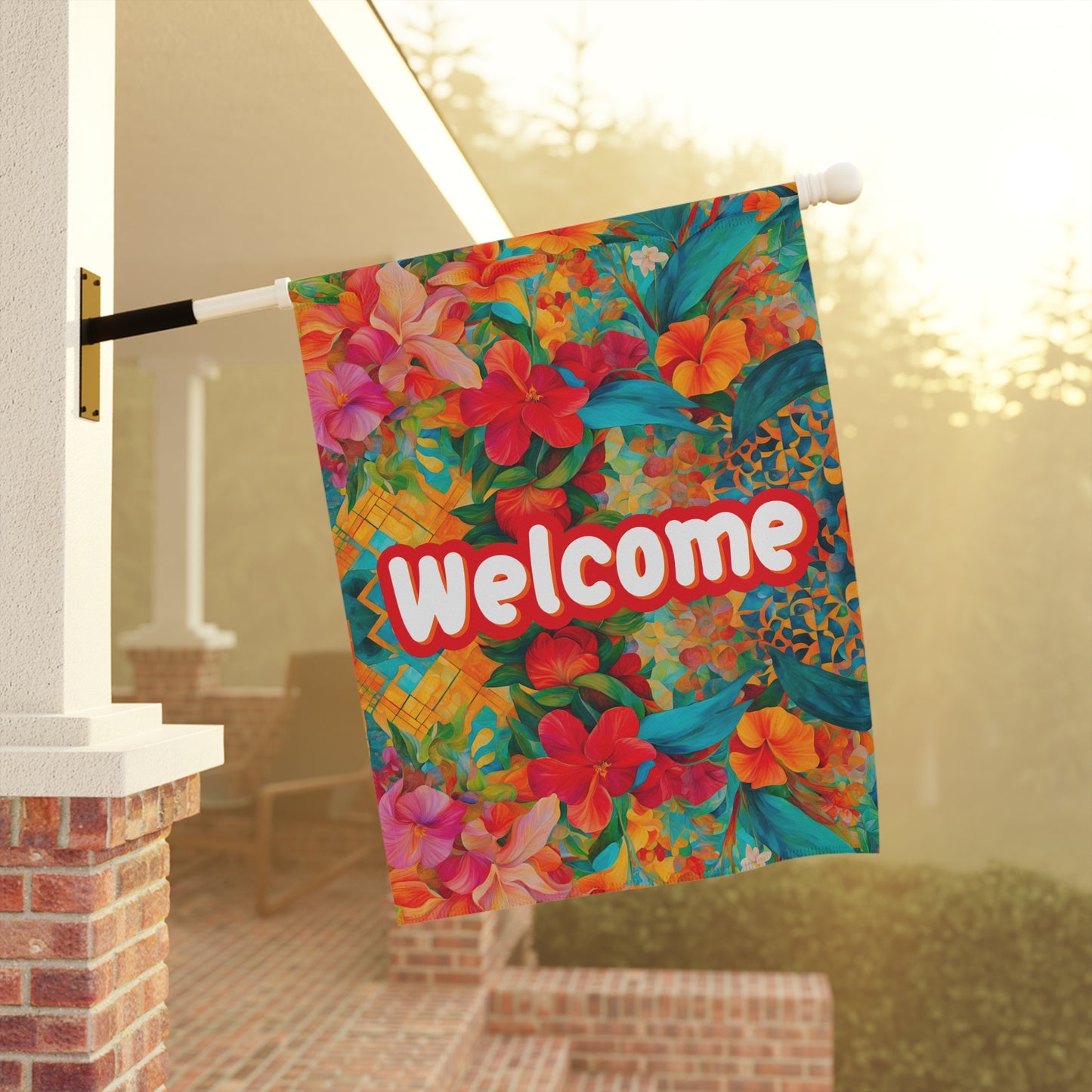 Aria Floral Welcome 2-Sided Garden & House Flag/Banner