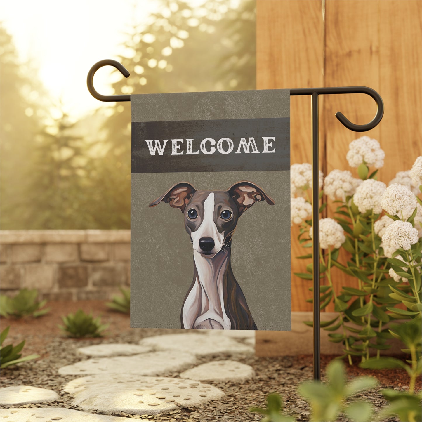 Greyhound Welcome 2-Sided Garden & House Flag/Banner