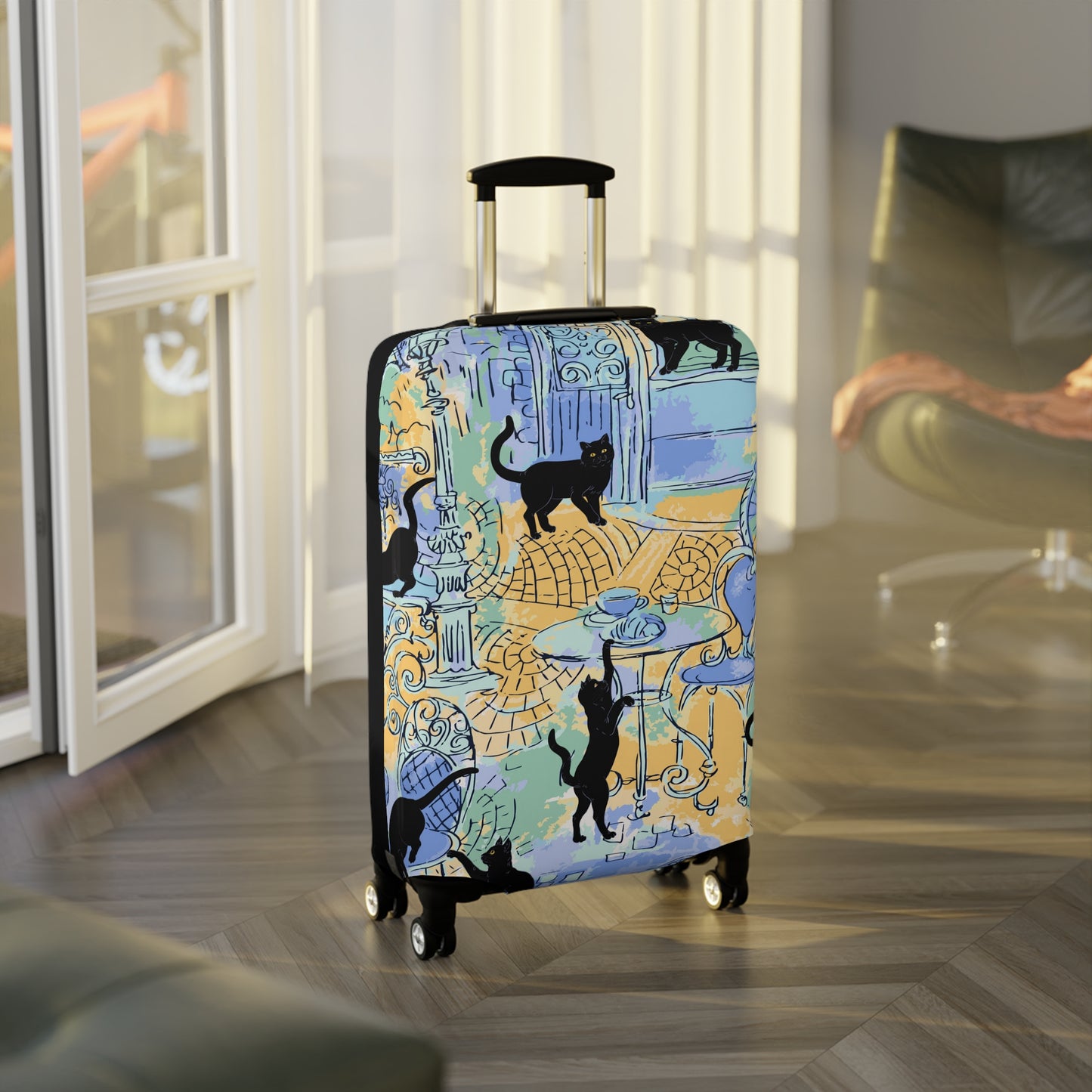 Paris Black Cats Luggage Cover