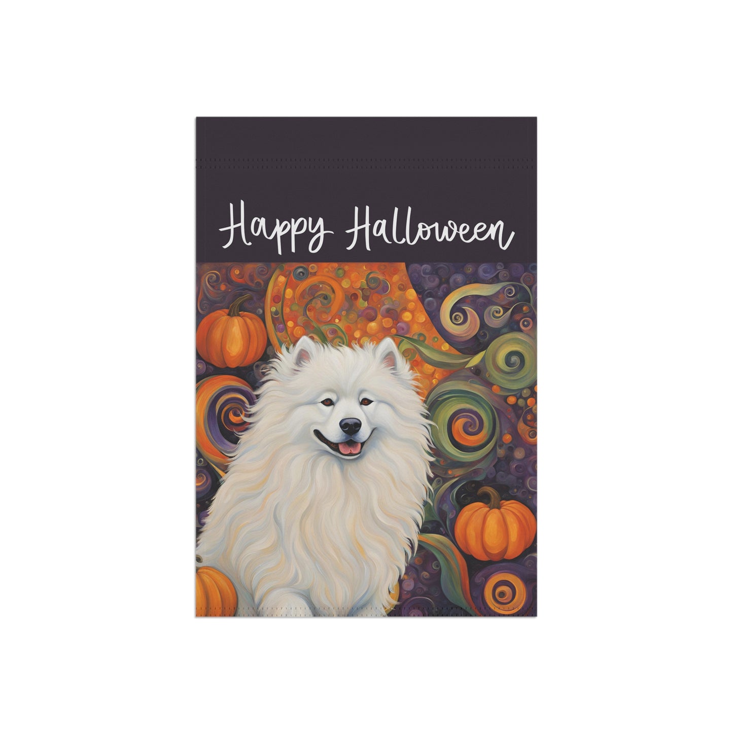 Samoyed Happy Halloween 2-Sided Garden & House Flag/Banner