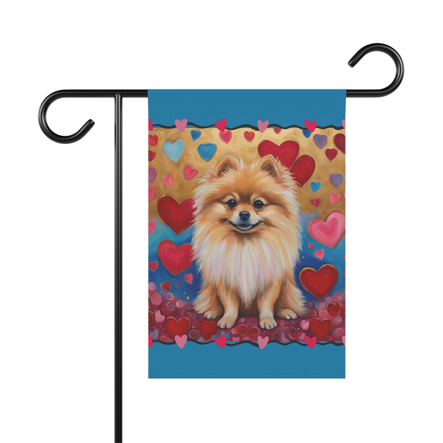 Pomeranian Valentine 2-Sided Garden & House Flag/Banner