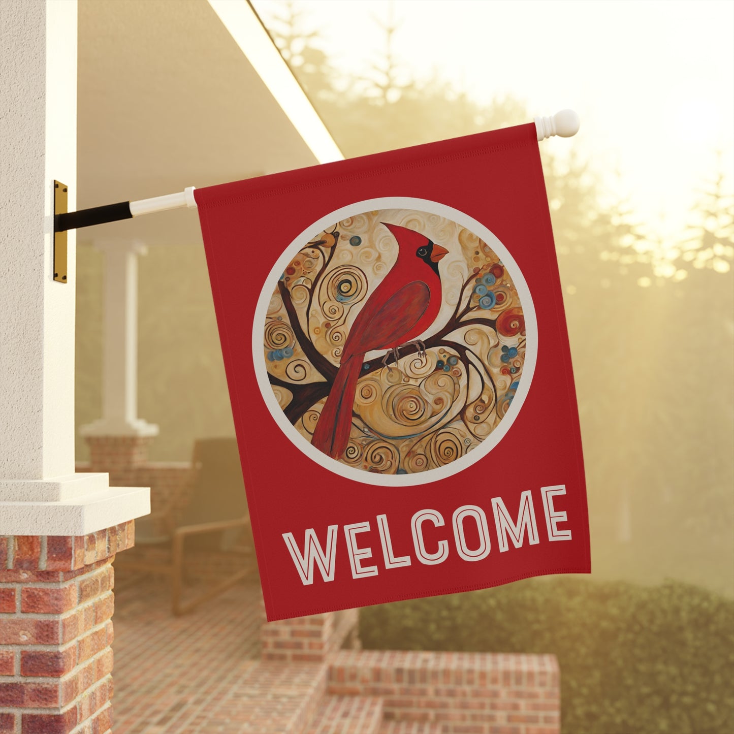 Red Cardinal Welcome 2-Sided Garden & House Flag/Banner