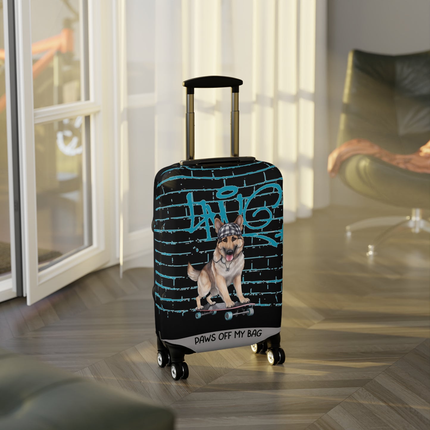 German Shepherd on Skateboard Paws Off My Bag Luggage Cover