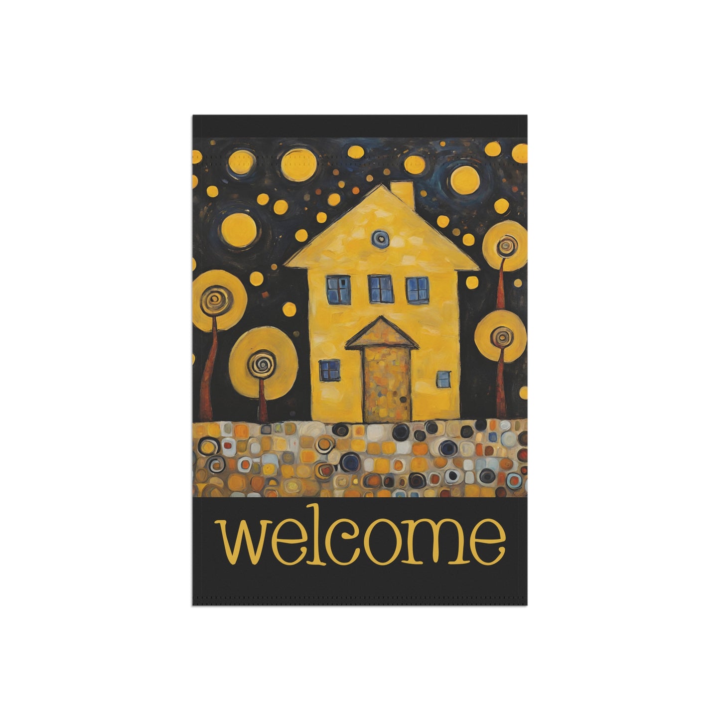 Yellow House Welcome 2-Sided Garden & House Flag/Banner