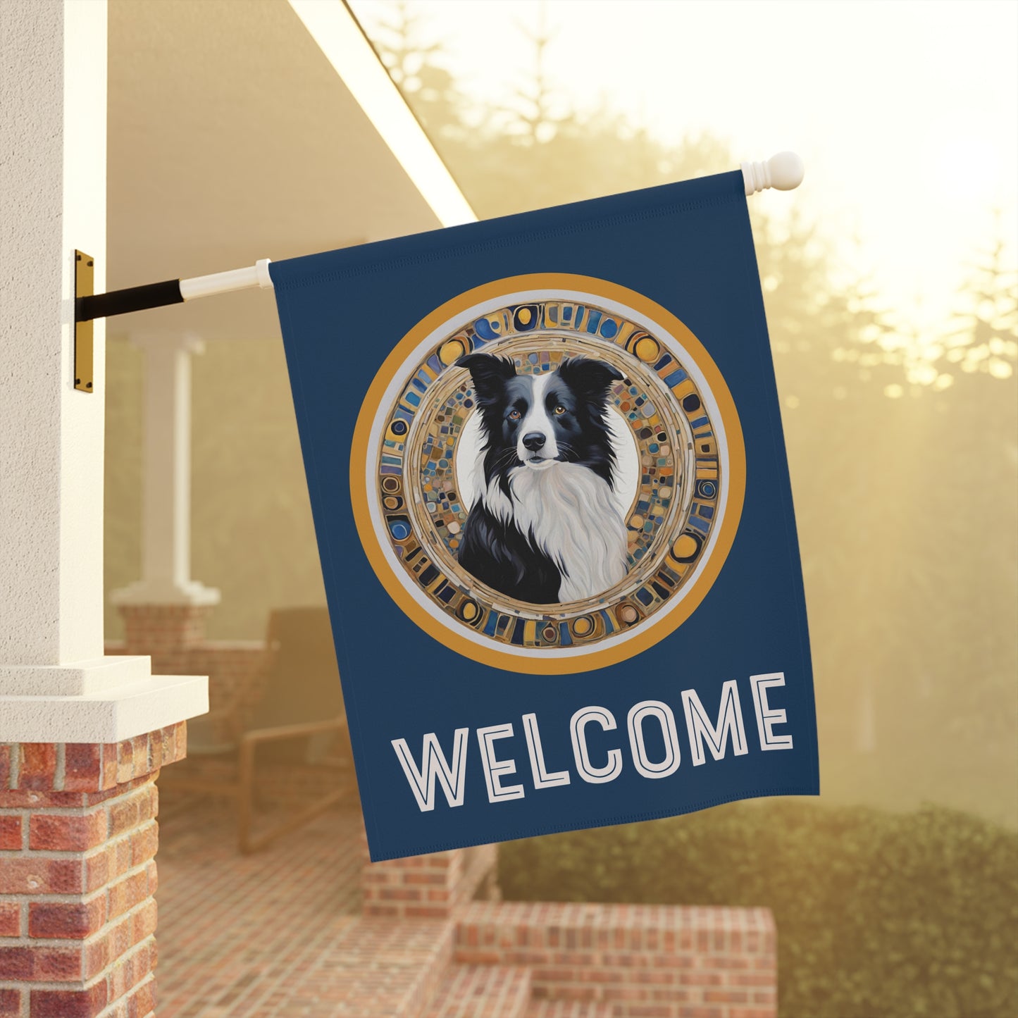 Border Collie Welcome 2-Sided Garden & House Flag/Banner