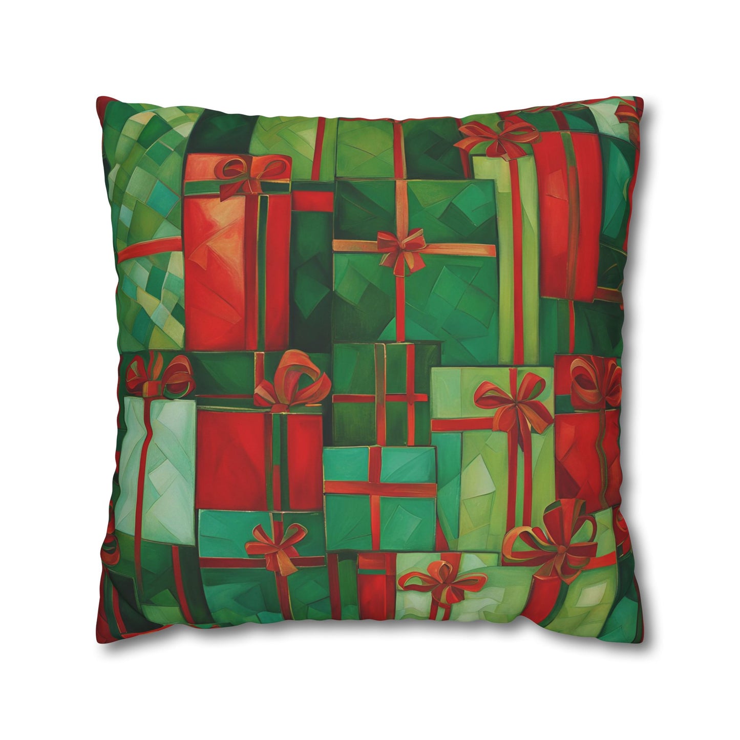 All Wrapped Up Holiday Square Poly Canvas Pillowcase