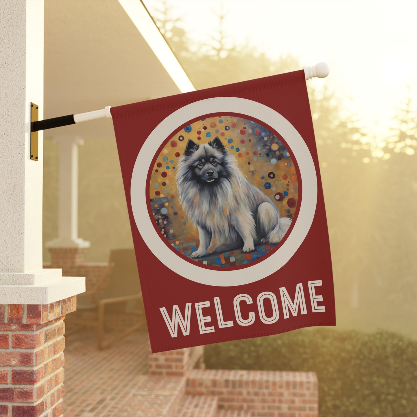 Keeshond Welcome 2-Sided Garden & House Flag/Banner