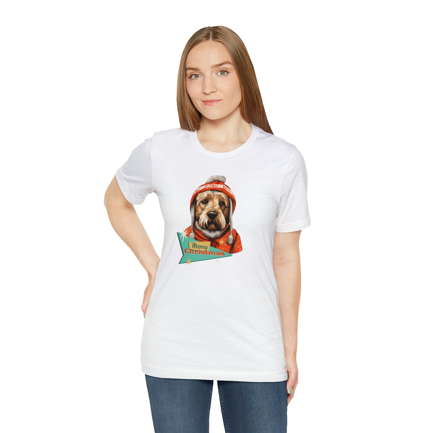 Soft Coated Wheaten Terrier Retro Merry Christmas Unisex Jersey Short Sleeve Tee