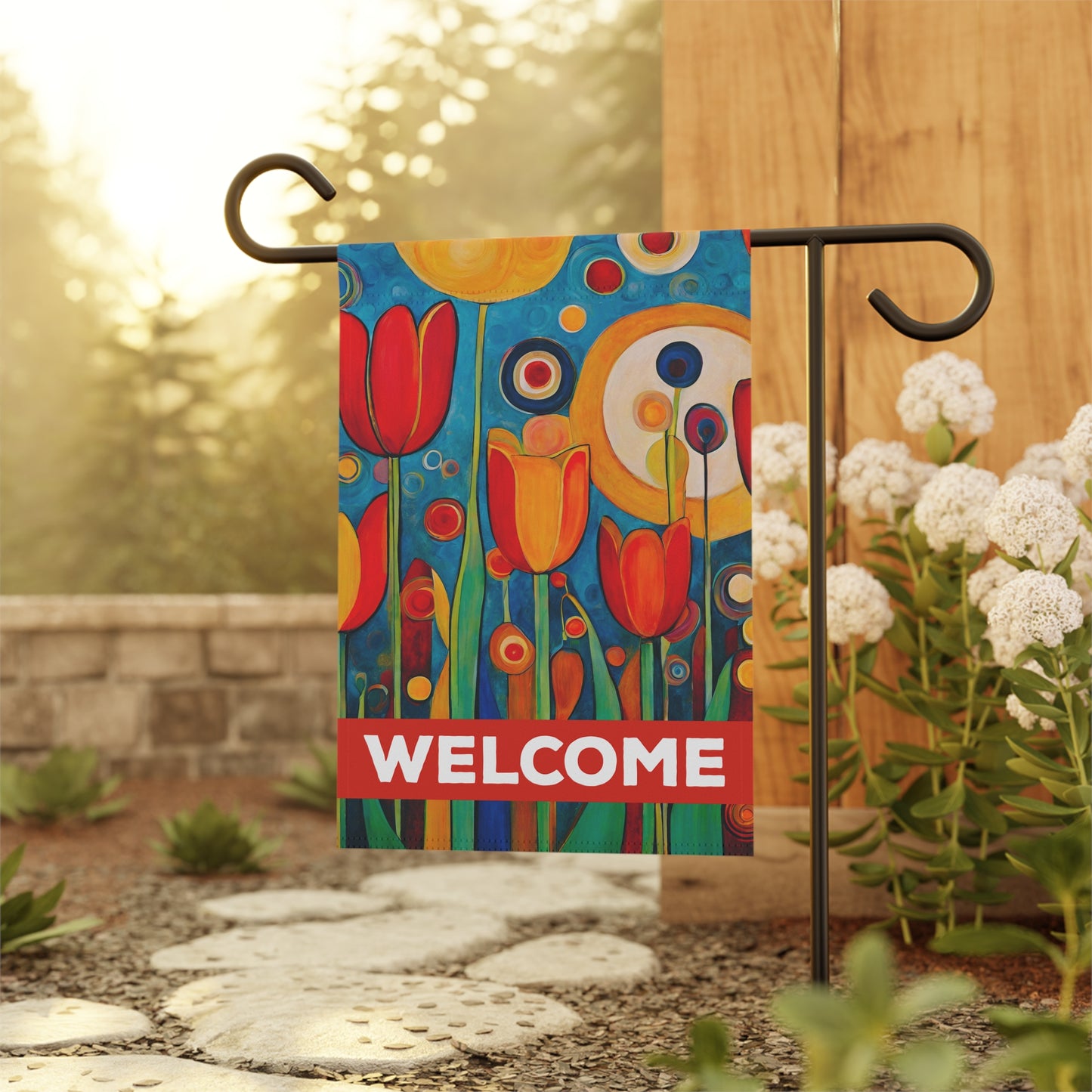 Bright Tulips Welcome 2-Sided Garden & House Flag/Banner