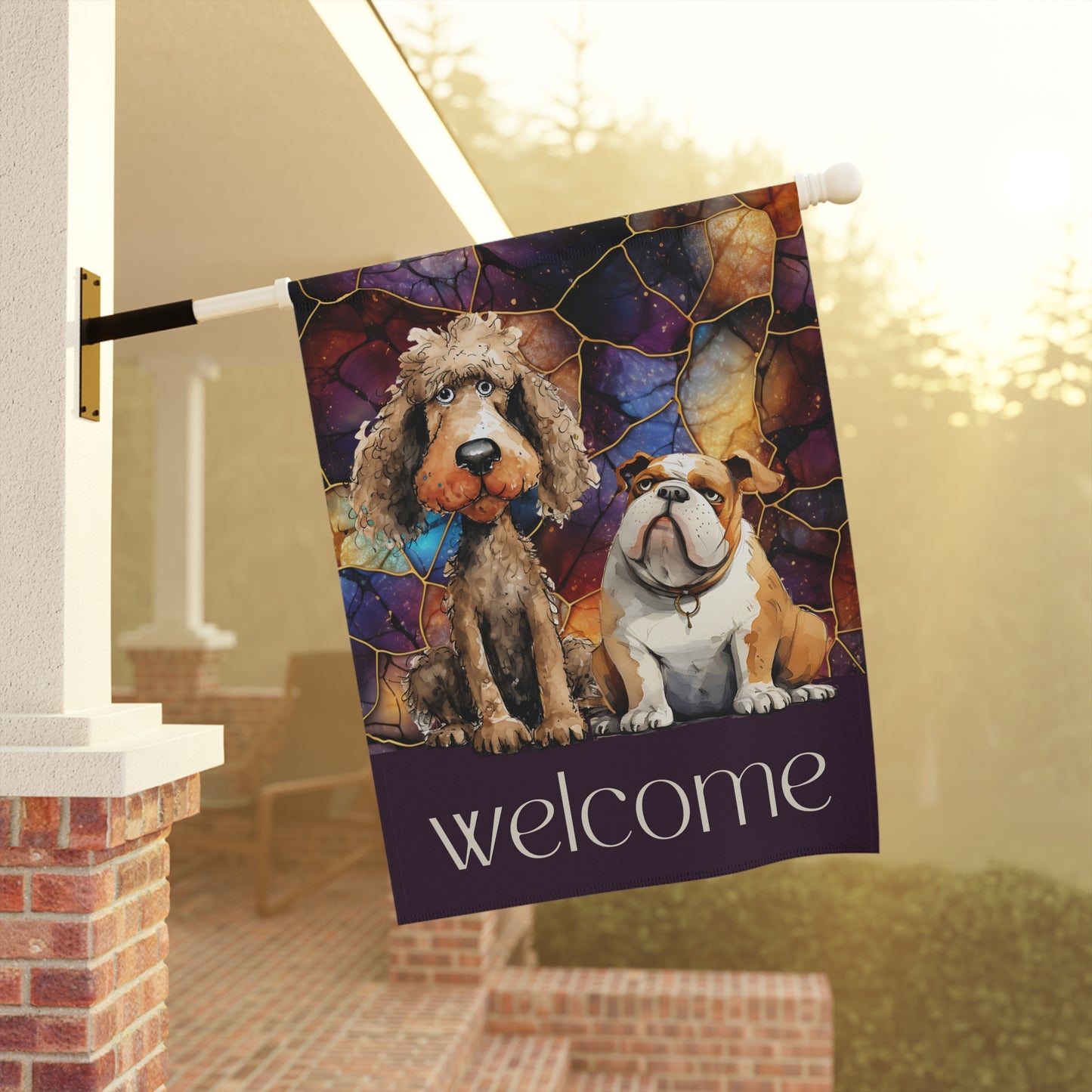 Dog Friends Welcome 2-Sided Garden & House Flag/Banner