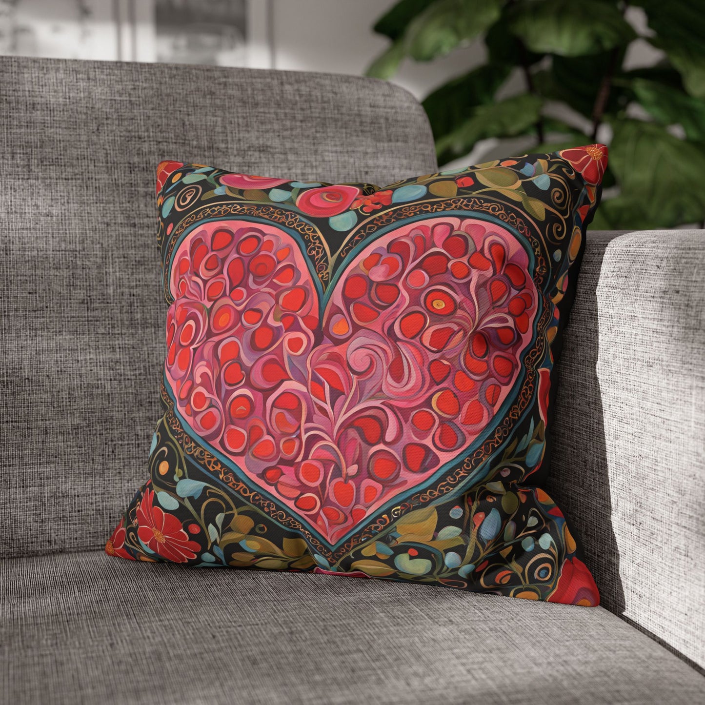 Big Heart Square Poly Canvas Pillowcase