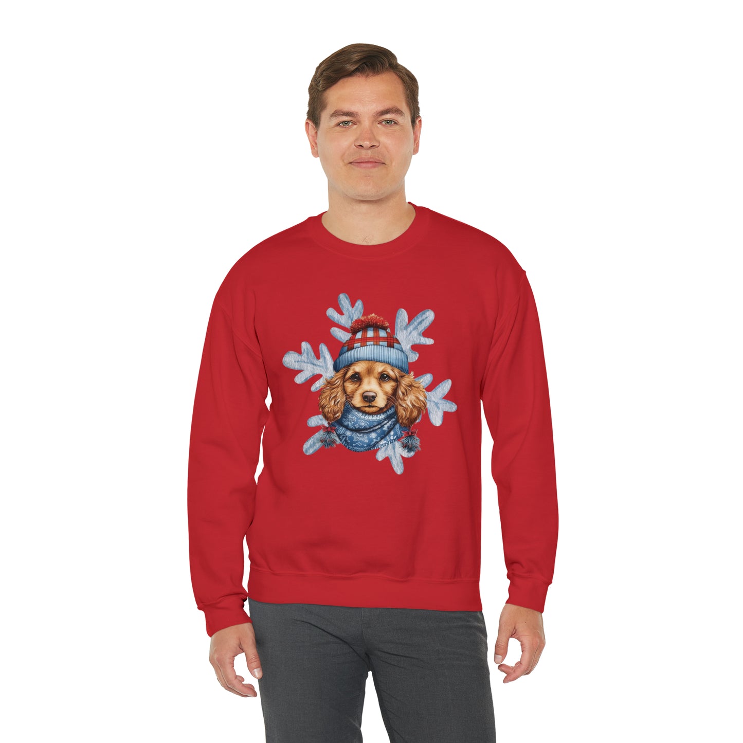 Snow Dog in Hat & Scarf Unisex Heavy Blend™ Crewneck Sweatshirt